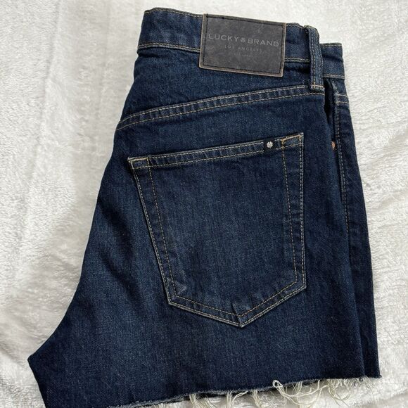 Lucky Brand Women's Blue Lucky Pins Jean Short W/Exposed Fly  Buttons 4/27 Dark - Picture 13 of 13